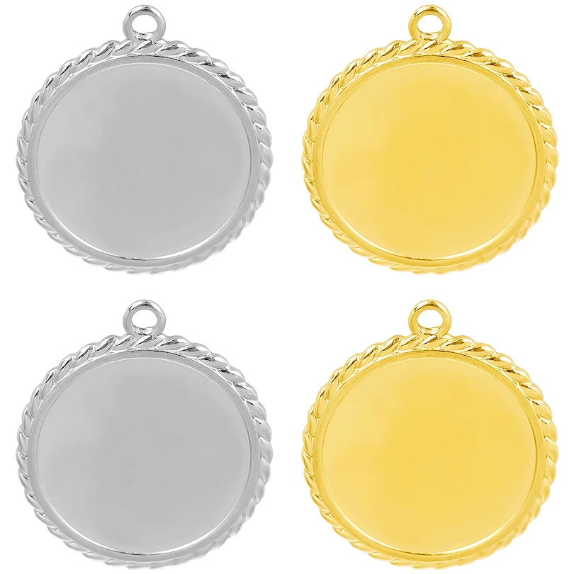 2pcs 2024 Popular Round Charm Stainless Steel Pendant Diy Jewelry Handmade Women Men\'s Party Versatile Necklace Accessories Gift