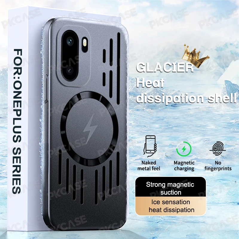 

Магнитный чехол PKCASE из полого металла с теплоотводом для OnePlus 15, 13, 13T, 13S, Ace 6, 5 Pro: дышащий, охлаждающий, противоударный