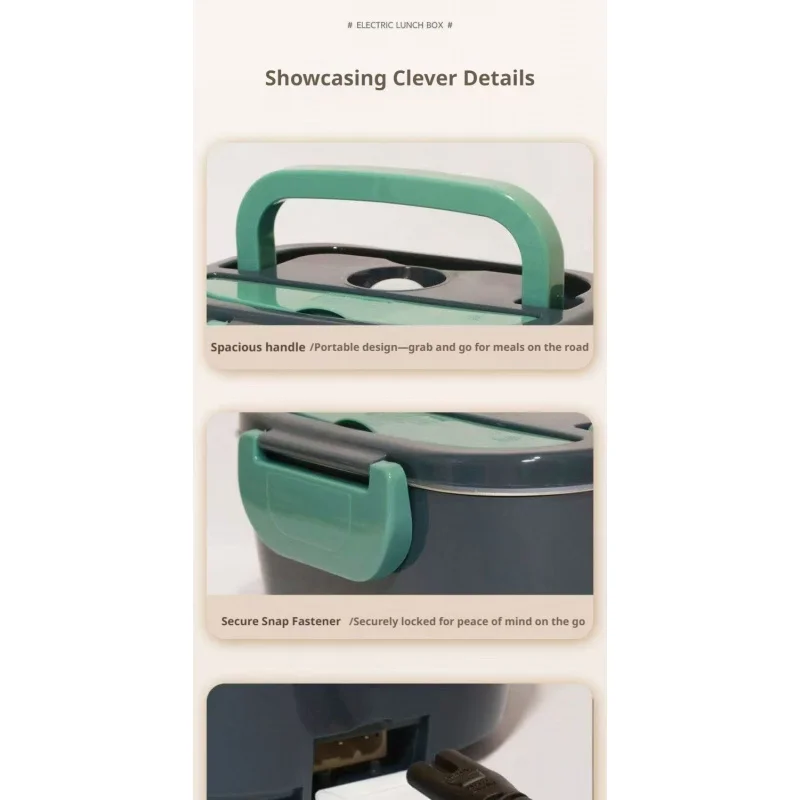 Hot-selling electric portable lunch box warmer, household car dual-purpose insulated lunch box, stainless steel liner.