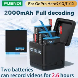 Hero 9/10/11 2000mAh baterie i szybka ładowarka do przechowywania z funkcją czytnika kart Micro SD, w pełni kompatybilna z oryginalną baterią Gopro Hero 9/10/11/12