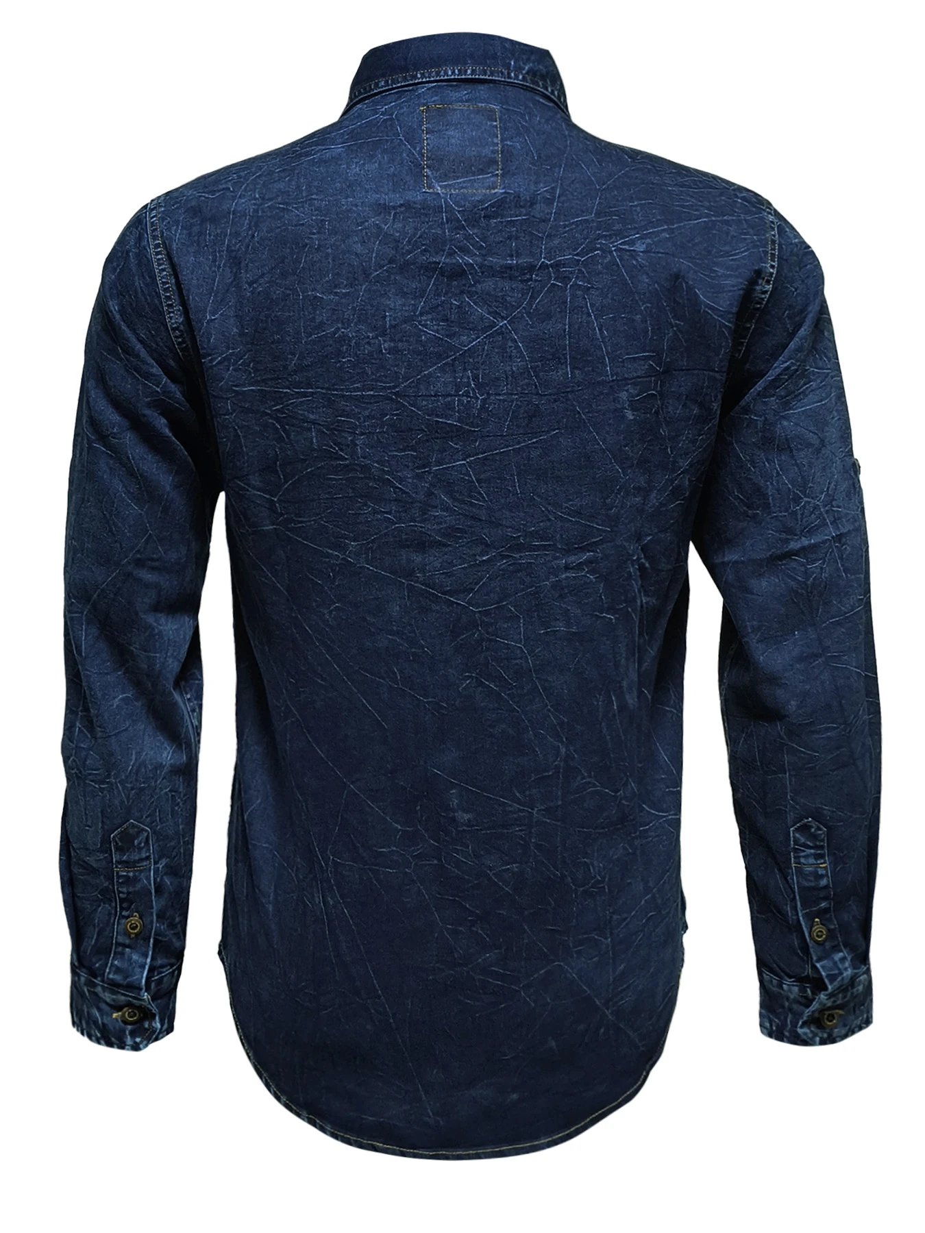 Men's denim shirt, long-sleeved lined with dark blue denim, fashionable top, new trendy style, casual washing pro