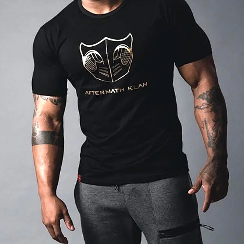 Men\'s Summer Cotton Sweatshirt Man Casual Gym Short Sleeve T-shirt Sports Fitness Tees Top Male Bodybuilding Clothing Undershirt