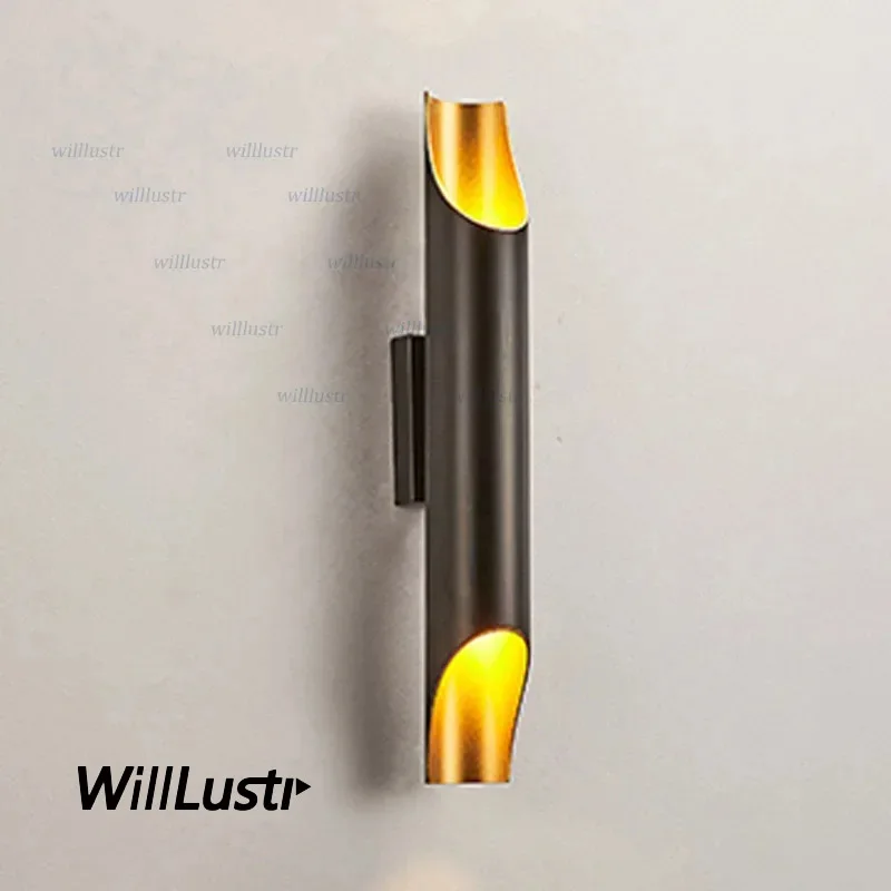 

Aluminum Wall Sconce Minimalist Pipe Lamp Hotel Restaurant Lounge Loft Mall Shop Office Bedroom Single Double Tube Light