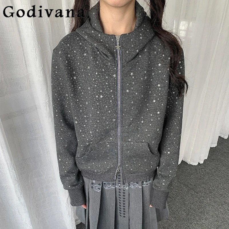 

Y2K Hooded Sweatshirt for Women Subculture Style Retro Design Slimming Short Hoodies Female Japanese High Street Sweatshirts