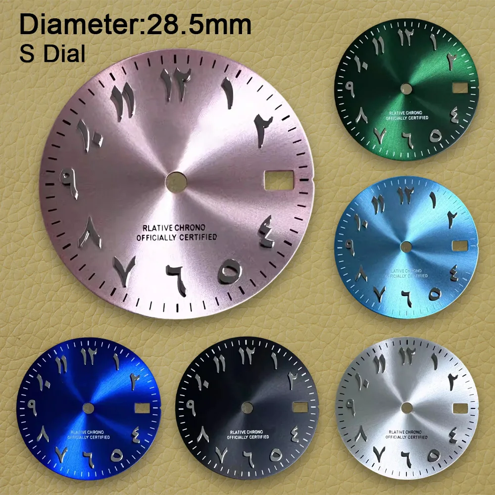 28.5mm S Logo Arab Sunray Dial Fit NH35/NH36/4R/7S Japanese Movement High-Quality Watch Modification Accessories