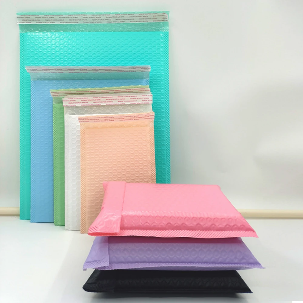 30 ชิ้น/ล็อตที่มีสีสันพิมพ์ธุรกิจ Bubble Mailer กระเป๋าบรรจุภัณฑ์ของขวัญจัดส่งซองจดหมายฟองพลาสติกเบาะซอง Self Seal