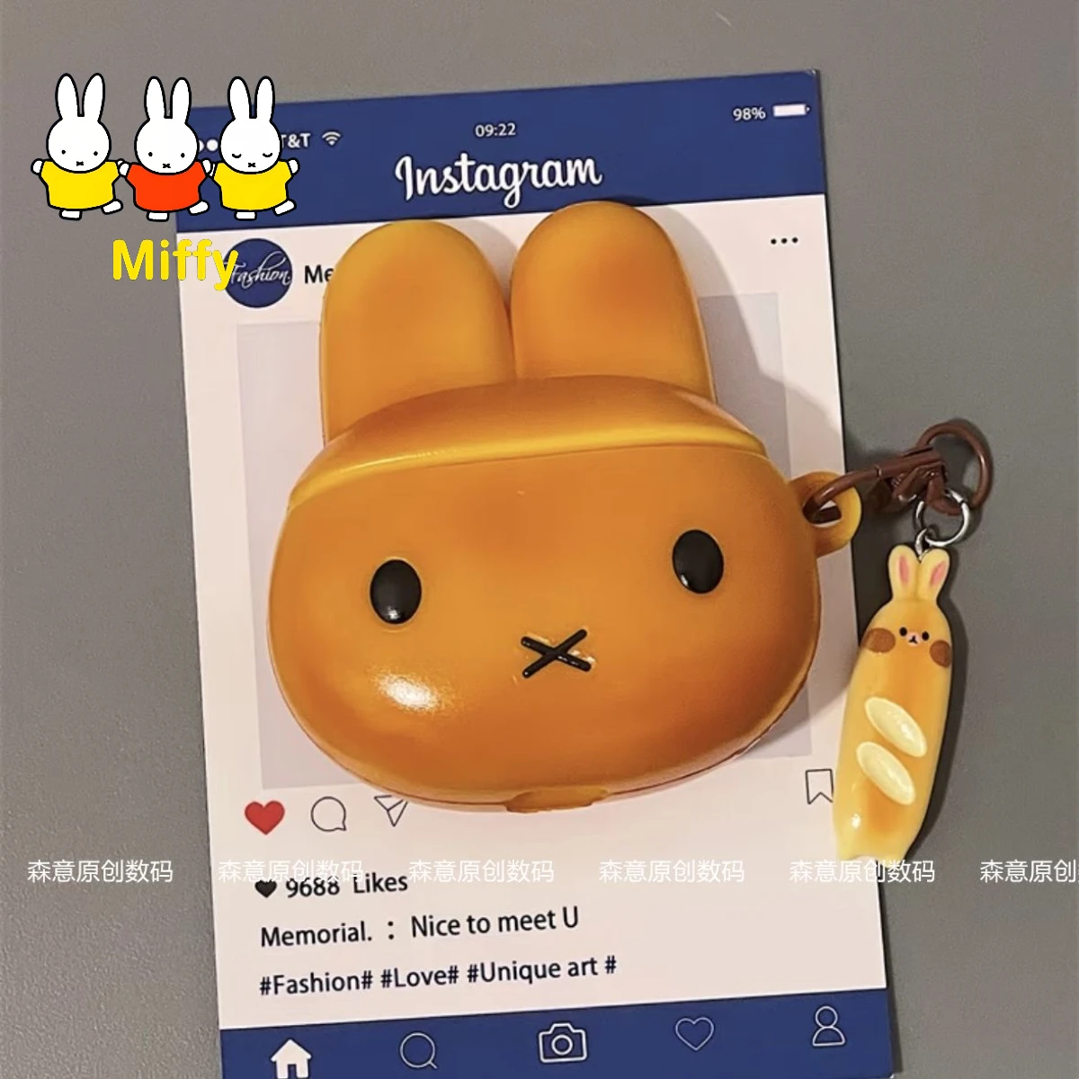 Kawaii Miffy Kopfhörerhülle Niedliche Cartoon-Brot-Miffy-Hülle für AirPods 4, AirPods Pro 3, 1. und 2. Generation AirPods, 3. Generation