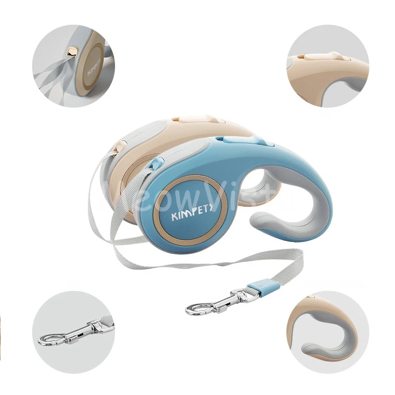 3m/5m Retractable Dog Leash Automatic One-Click Lock Outdoor Pet Walking Lead Durable Nylon Traction Rope for Small Medium Dogs