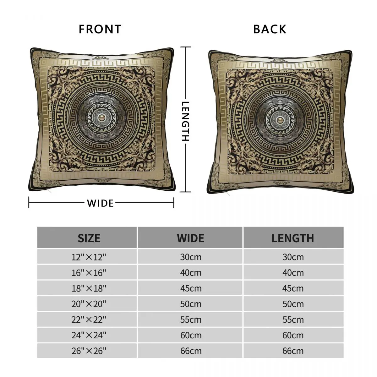 Bronze And Black Medallion Square Pillowcase Polyester Linen Velvet Printed Zip Decorative Sofa Seater Cushion Cover