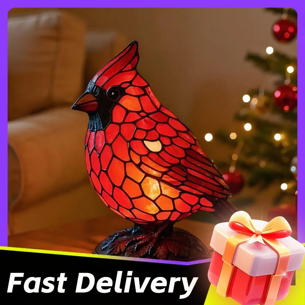 Desktop Red Brid Art Night Light Ornaments Bird Series Decoration Cardinal Lamp Decorative Red Bird Table Lamp Art Decor Light