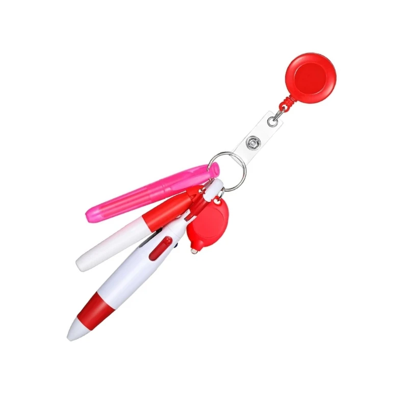 E9LB Выдвижной держатель для бейджей с поворотным зажимом «крокодил», держатель для катушек для бейджей 5-в-1 с маркером, ручка