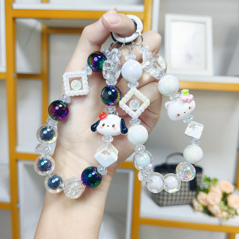 

Anime Sanrio Beaded Mobile Phone Chain, Creative Kawaii Hello Kitty Keychain, Bag Pendant, Fashion Accessories, Girl Gifts