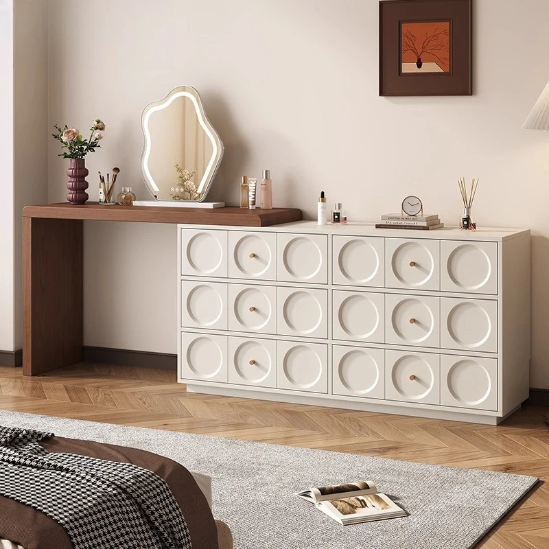 

Medieval dresser chest integrated bedroom French cream wind solid wood dressing table corner end of bed storage cabinet