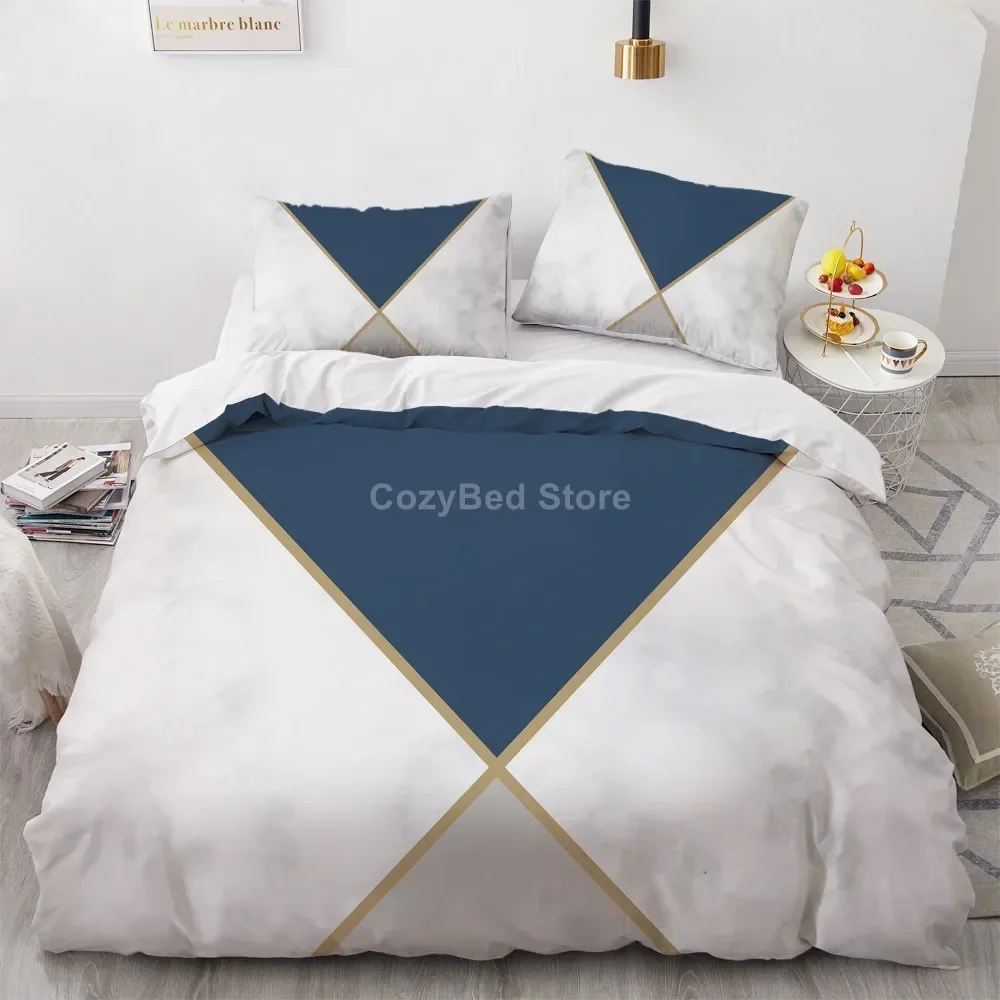 Conjunto de cama padrão mármore ouro branco, 3D Duvet Cover Sets, roupa de cama confortável, solteiro, gêmeo, rainha, rei, moda, luxo