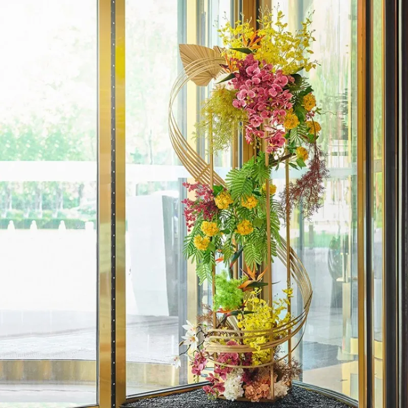 Hotel revolving door artificial flower fake flower shopping mall lobby lobby ornament floor decoration flower high-grade moss
