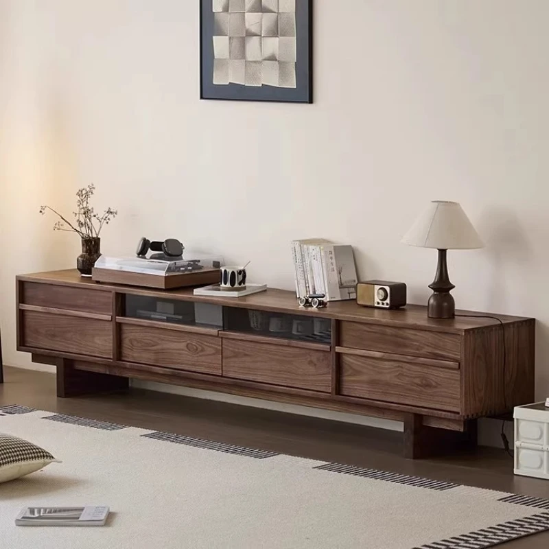 

TV cabinet, living room, household storage cabinet, solid wood floor-to-ceiling TV cabinet