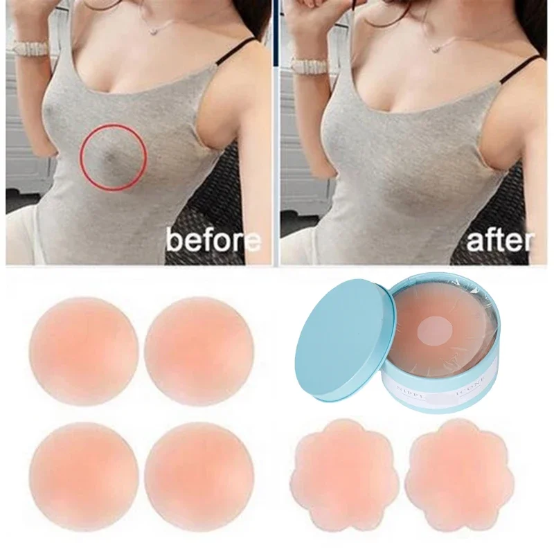 12pc Silicone Nipple Cover Reusable Women Bra Sticker Breast Petal Strapless Lift Up Bras Invisible Pads Chest Pasties Intimates