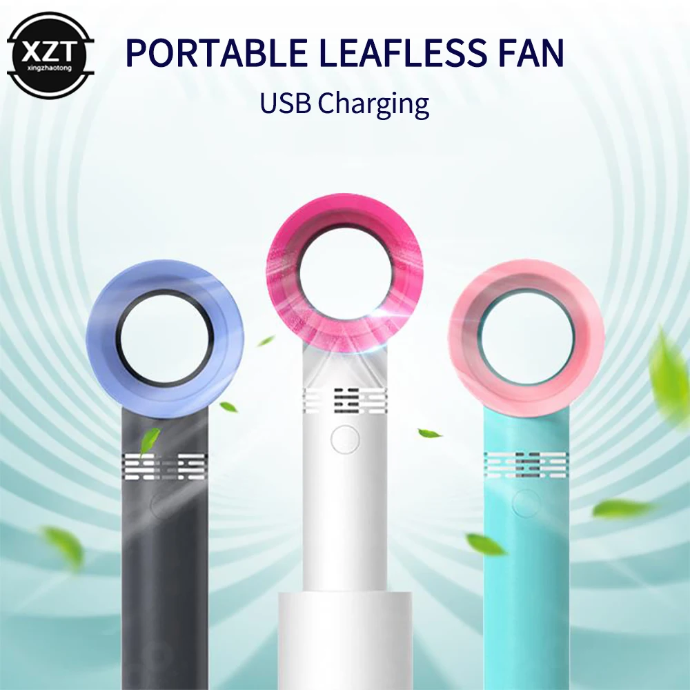 New Zero Shape Portable Bladeless Fan Handheld USB Rechargeable Mini Cooler Leafless Handheld Cooling Fan Air Cooler Fan Desktop