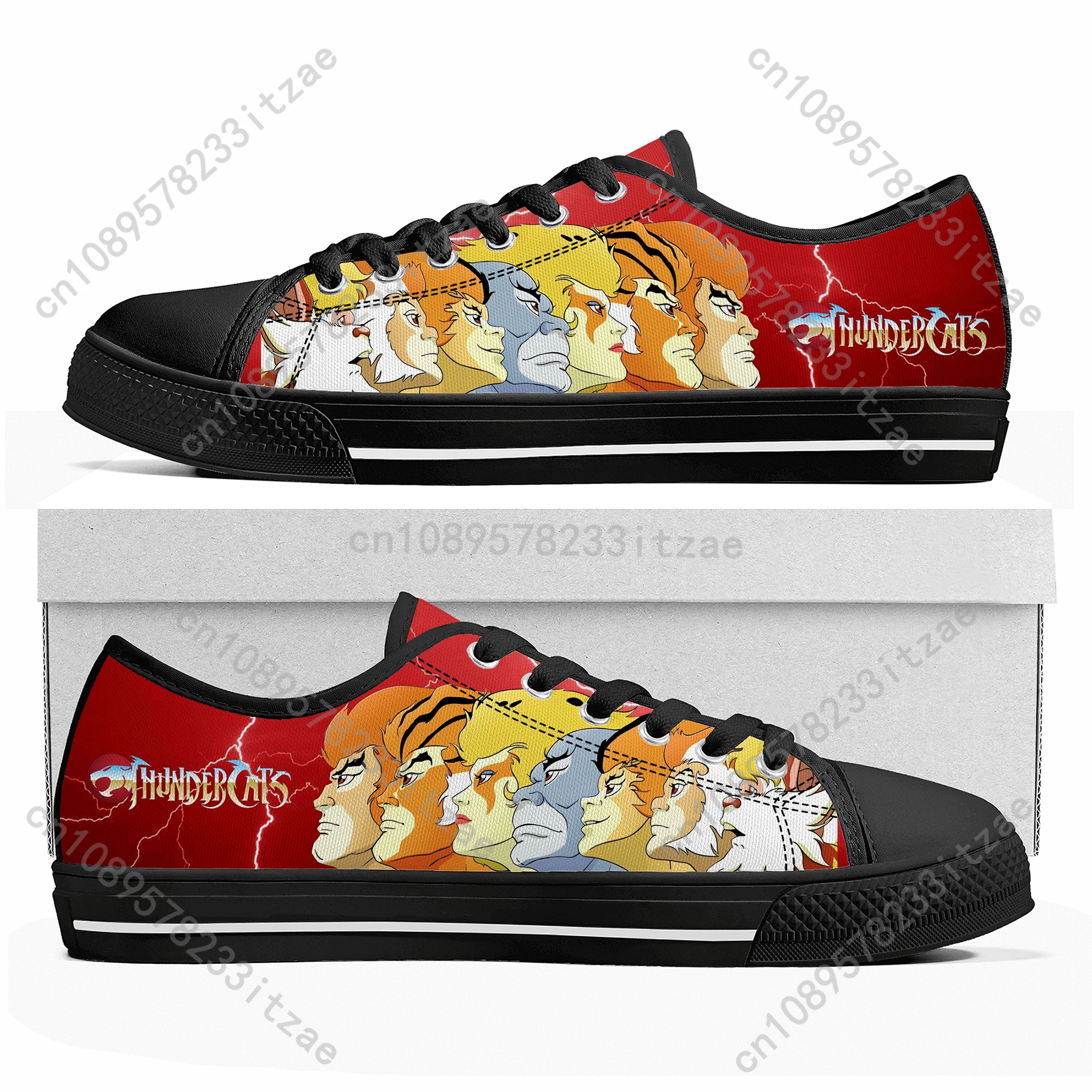 Thundercats Cartoon Manga Low Top Sneakers Mens Womens Teenager High Quality Canvas Sneaker Couple Shoes Custom Black Shoe