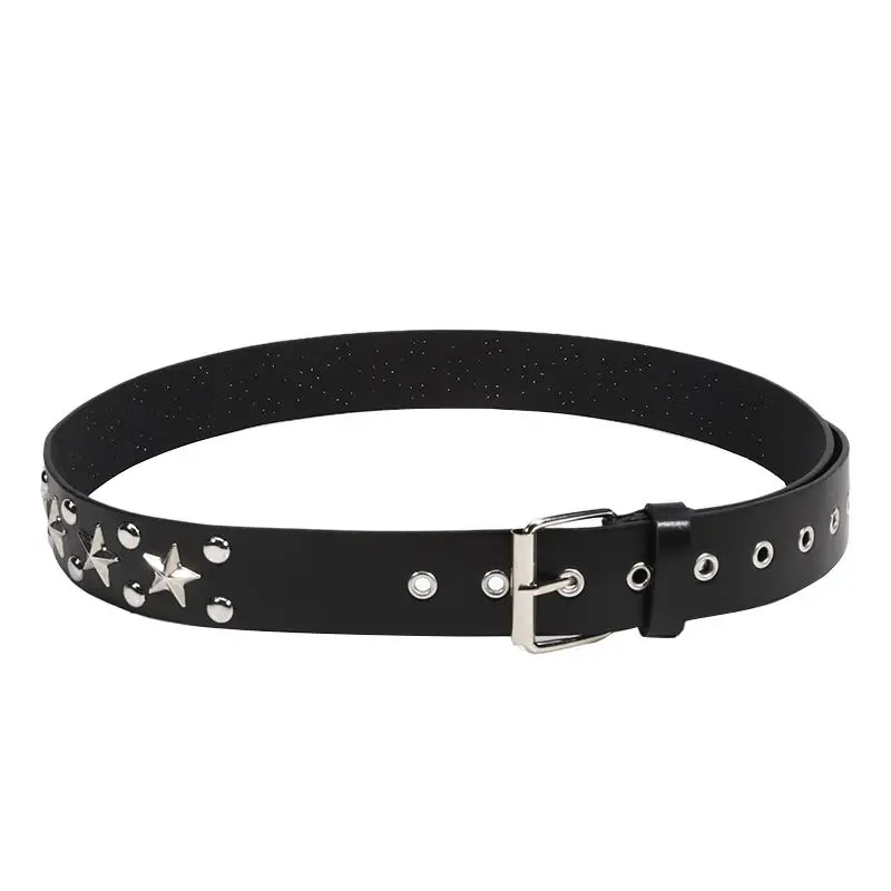 Punk Style Studded Belt Women Y2K Belt Metal Punk Rock Style Rivet Faux Leather Belts With Cross Rivet For Jeans Pants