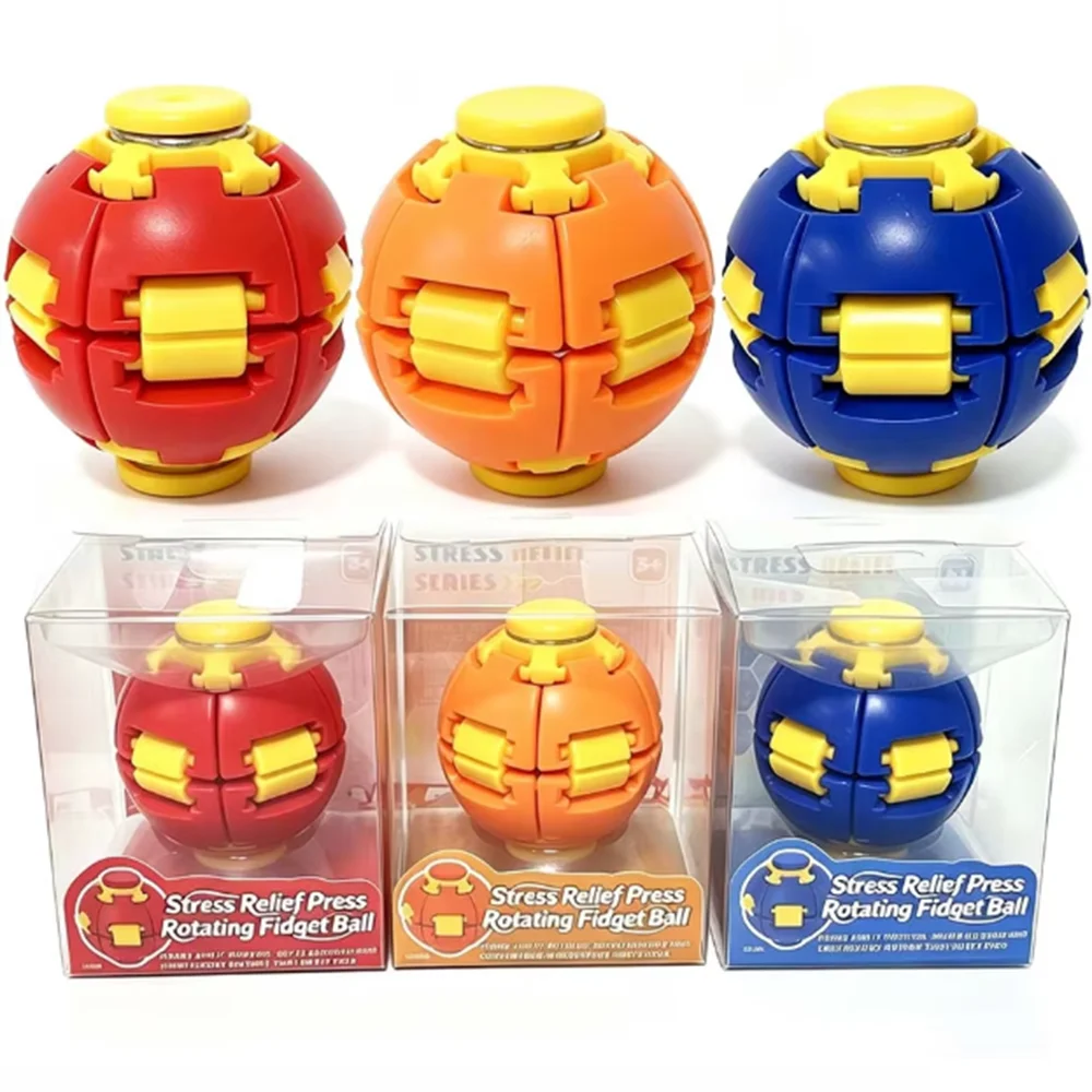 Hot Press-to-Spin Fidget Ball One Click Deform Fidget Spinner Ball, Smooth Rotating Stress Relief Sensory Toy