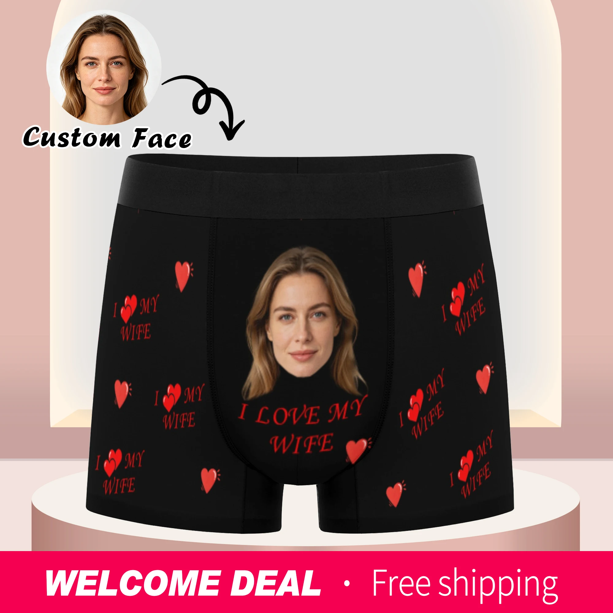 Personalized facial photo customization flat underwear customization men's Valentine's Day gift for husband gift for father