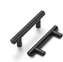 Matte Black Drawer Pulls Black Cabinet Handles Brushed Stainless Kitchen Cabinet Door Knob Furniture Desk Drawer Bar Pulls