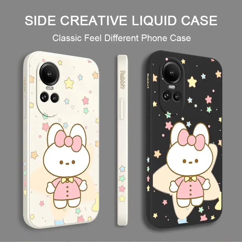 Reno 10 Starry Sky Rabbit Silicone Phone Case For OPPO Reno 10 10ProPlus 8T 7Z 10Pro 7Lite 5Pro 8Pro 6 7 8 5F 4 6Lite 5 4Z Cover