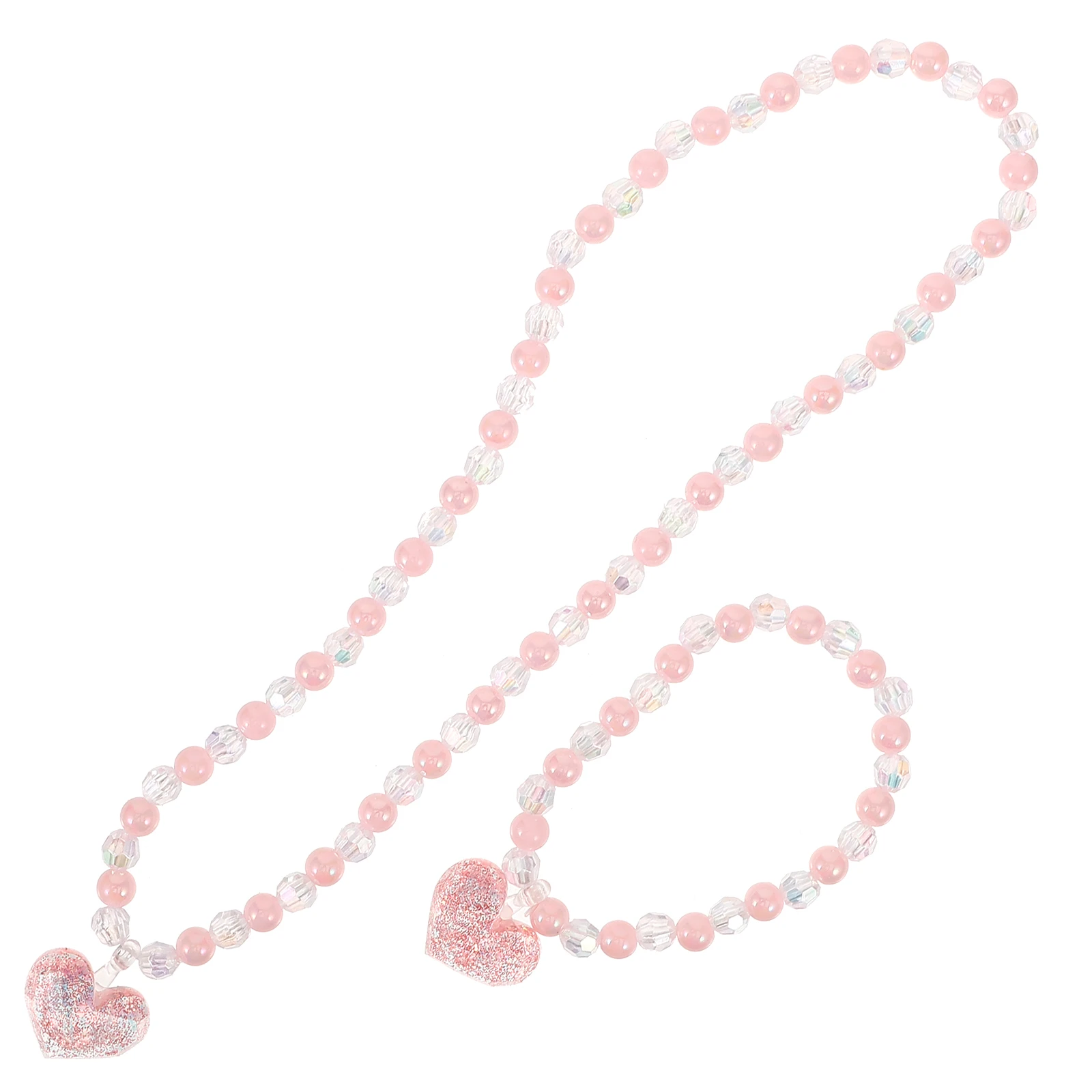 

1 set Toddler Girl Jewelry Set Necklace Bracelet Play Accessory Heart Charm Jewelry Little Girls 2-4 Years