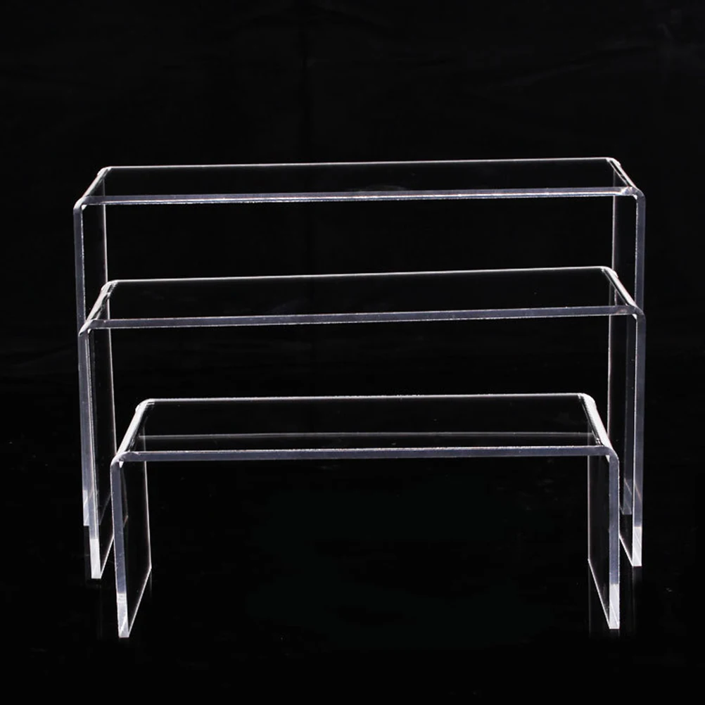 3Pcs Shoe Display Stand Acrylic Clear Risers U Shape Storage Rack for Cosmetics Jewelry Organizer Makeup Display