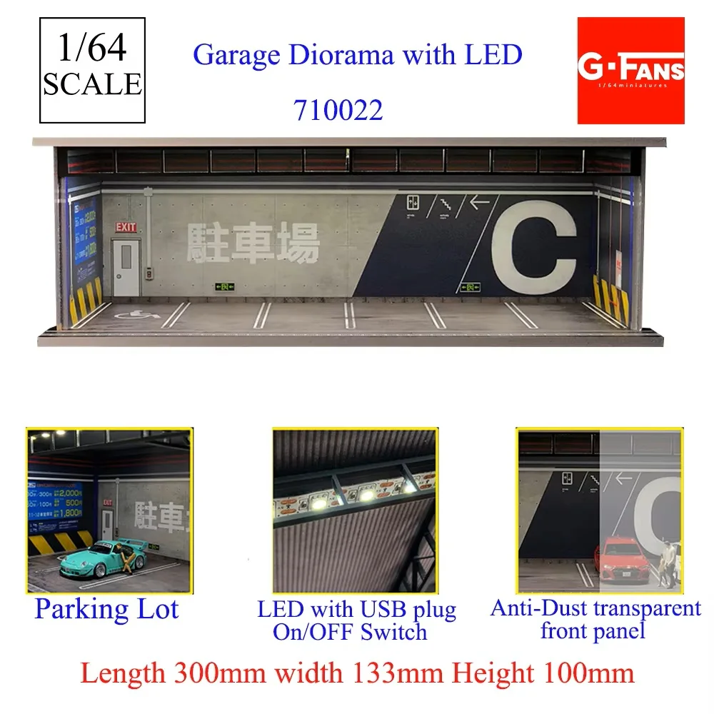 GFans 1/64 Schaal Auto Garage Miniaturen Model Parkeerplaats Diecast Scène Display Voertuig Scène Speelgoed Achtergrond Collectie