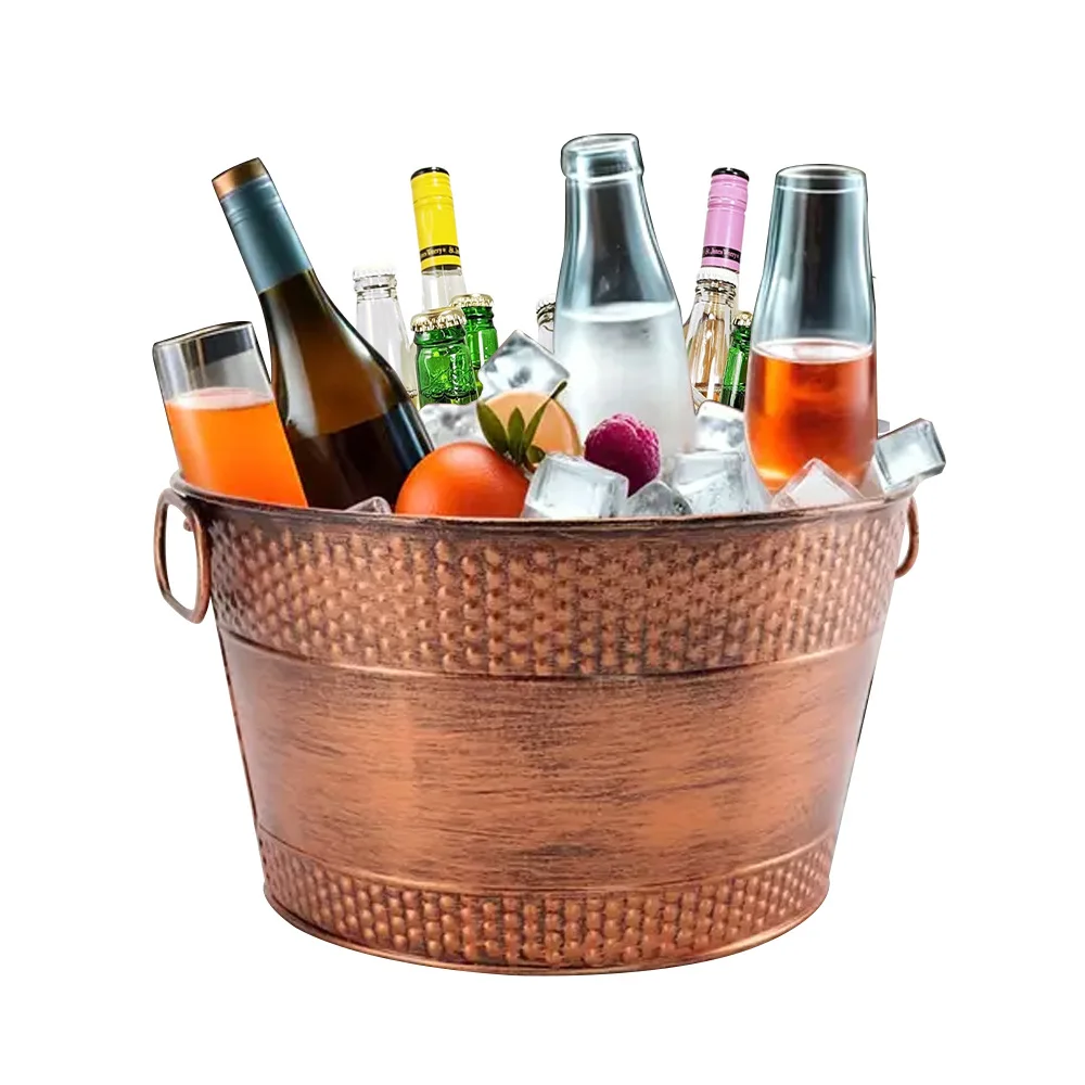 Galvanized Ice Bucket Round Binaural Outdoor Party Bar KTV Beer Chilled Champagne Bucket