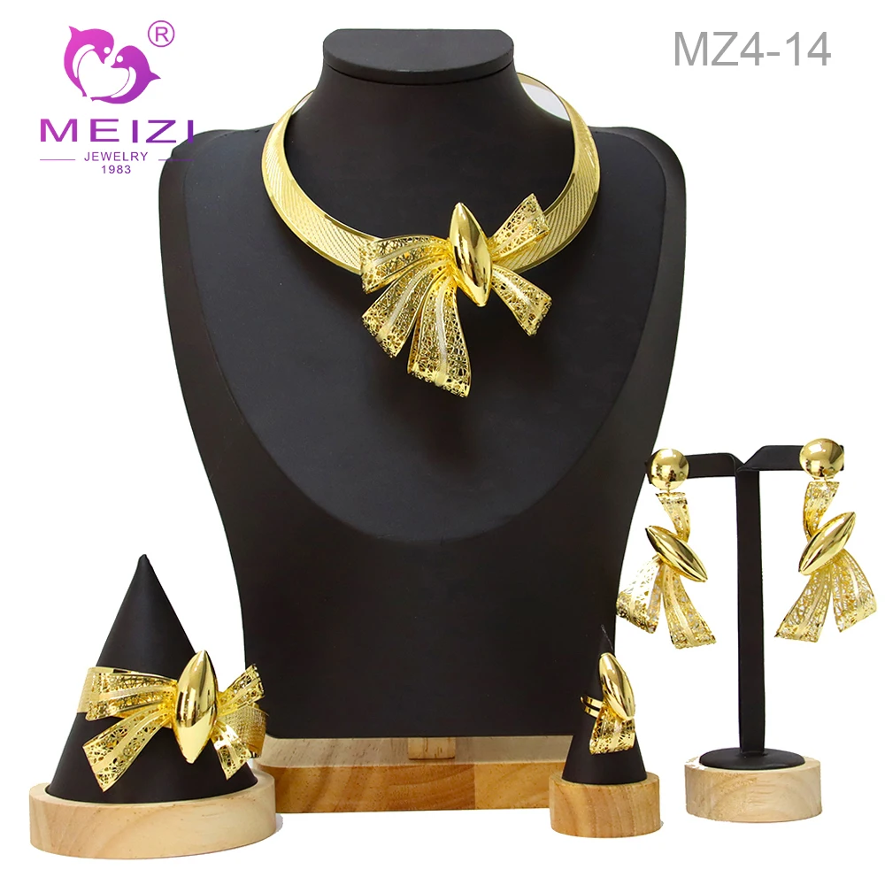 MEIZI Jewelry Ladies Exquisite Banquet Dating Wedding Jewelry Set Italian Luxury Jewelry Sets for Women Real Gold