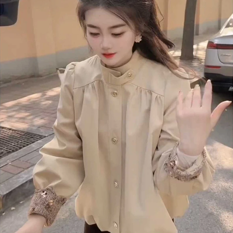 Faionable ort cáqui cor jaet 2025 novo coreano sle único ular bonito feminino irt casual solto ajuste longo sve