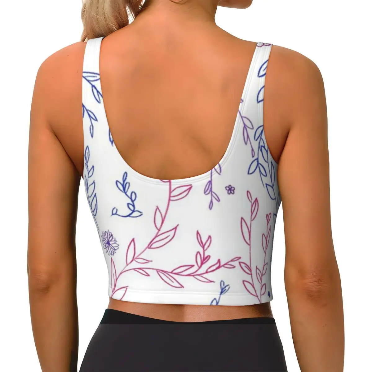 Scoop Neck Tank Bi Vines And Flowers Basketball Workout Padded Sports Vest
