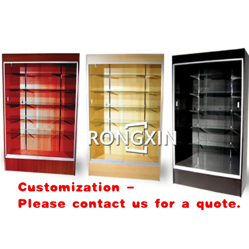 custom.Glass Wall Lockable White Paint Wood Jewelry Display showcase Counter Jewellery Watch Display