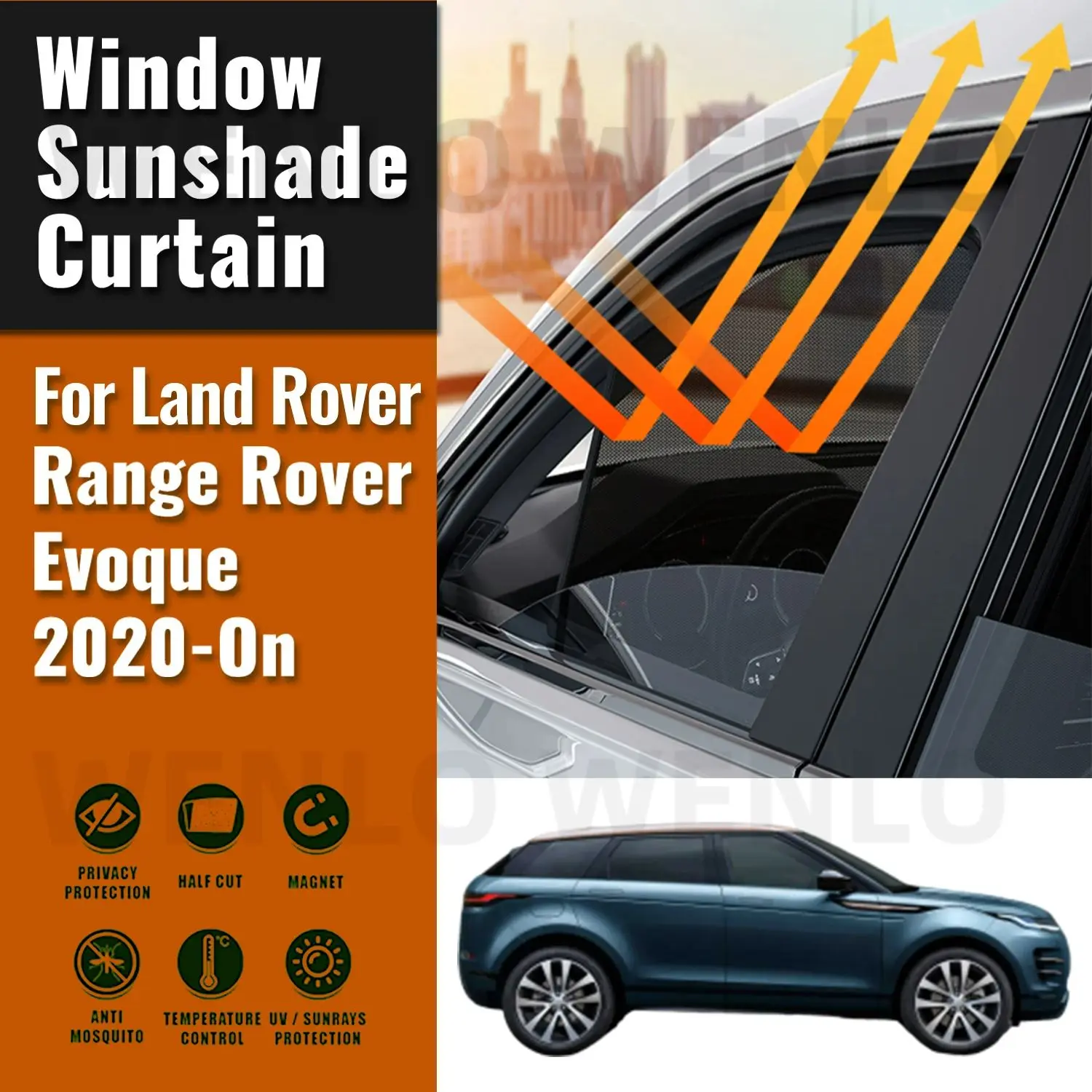 

For Land Rover Range Rover Evoque 2023 2022 2021 2020 Car Window SunShade Magnetic Curtain Sun Shade Visor Net Mesh Protect Kids