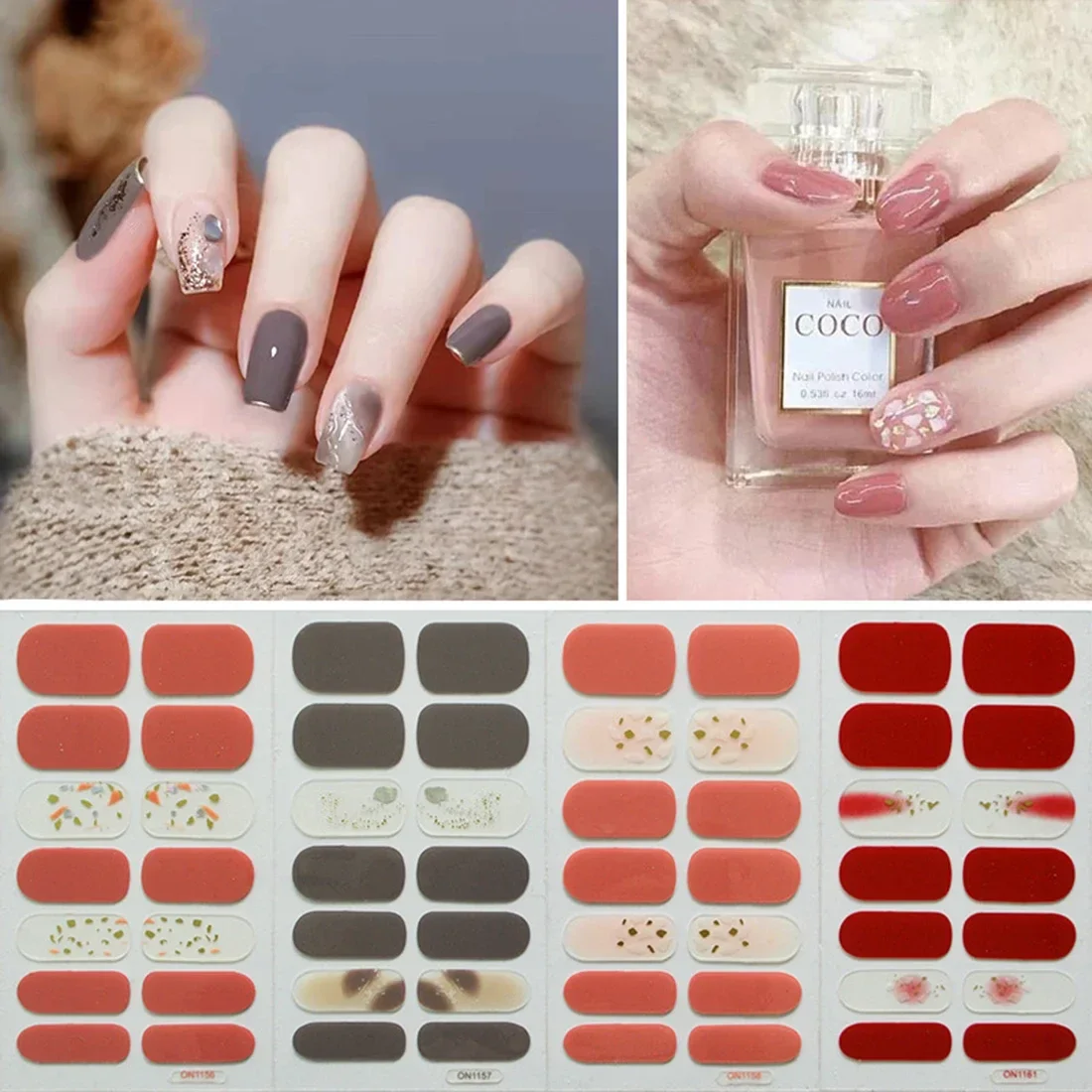 Fashion Transparent Cat Magnetic Semi Cured Gel Nail Stickers UV/LED Baking Lamp Gel Nail Paste Wraps Gel Polish Color Design