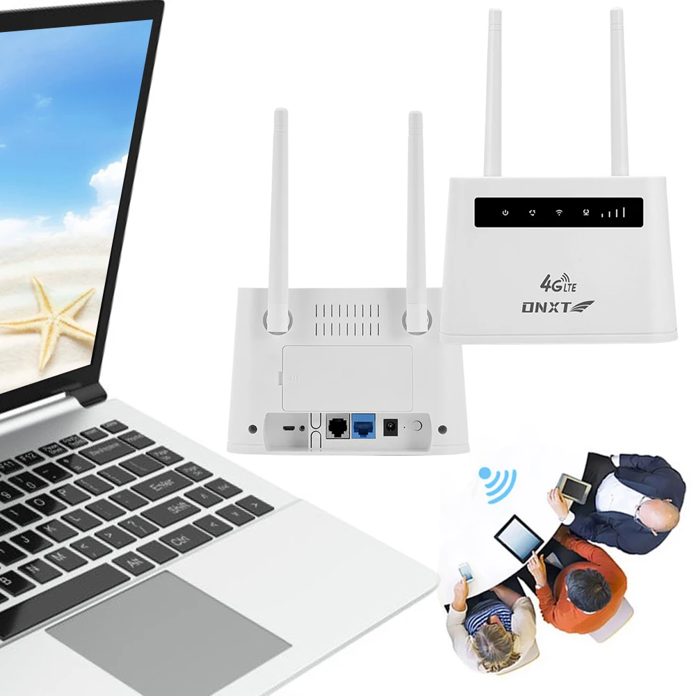 4G LTE WiFi Router 2 Antennas 150Mbps Wireless Internet Router RJ11 RJ45 Ports with SIM Card Slot WiFi Modem Router for Home