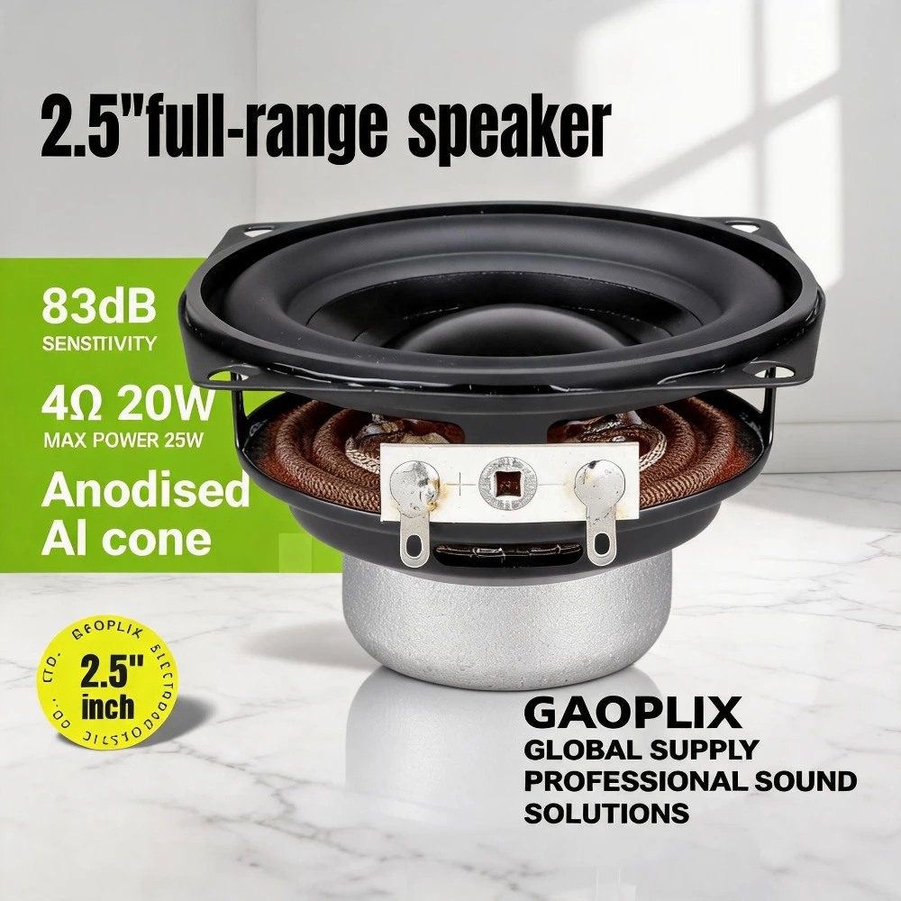 MW Audio 2 Stück 2,5" Fullrange-Lautsprecher 4 Ohm 20W, Neodym 25mm Spule, eloxierter Aluminium-Membran, Long Throw 66mm – Detail 4