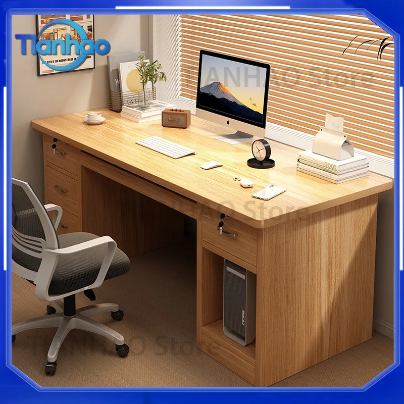 Solid Wood Computer Desk with Drawer for Bedroom Study Home Office Use Minimalist Modern Writing Table for Students