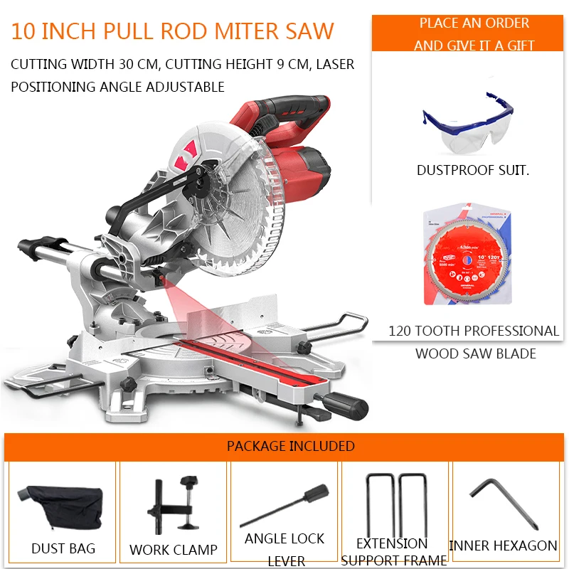 

Multi-Function Pull Rod Miter Saw J1G-ZP30-25 Electric Circular Saw Aluminum Machine 10-Inch Woodworking Cutting Machine