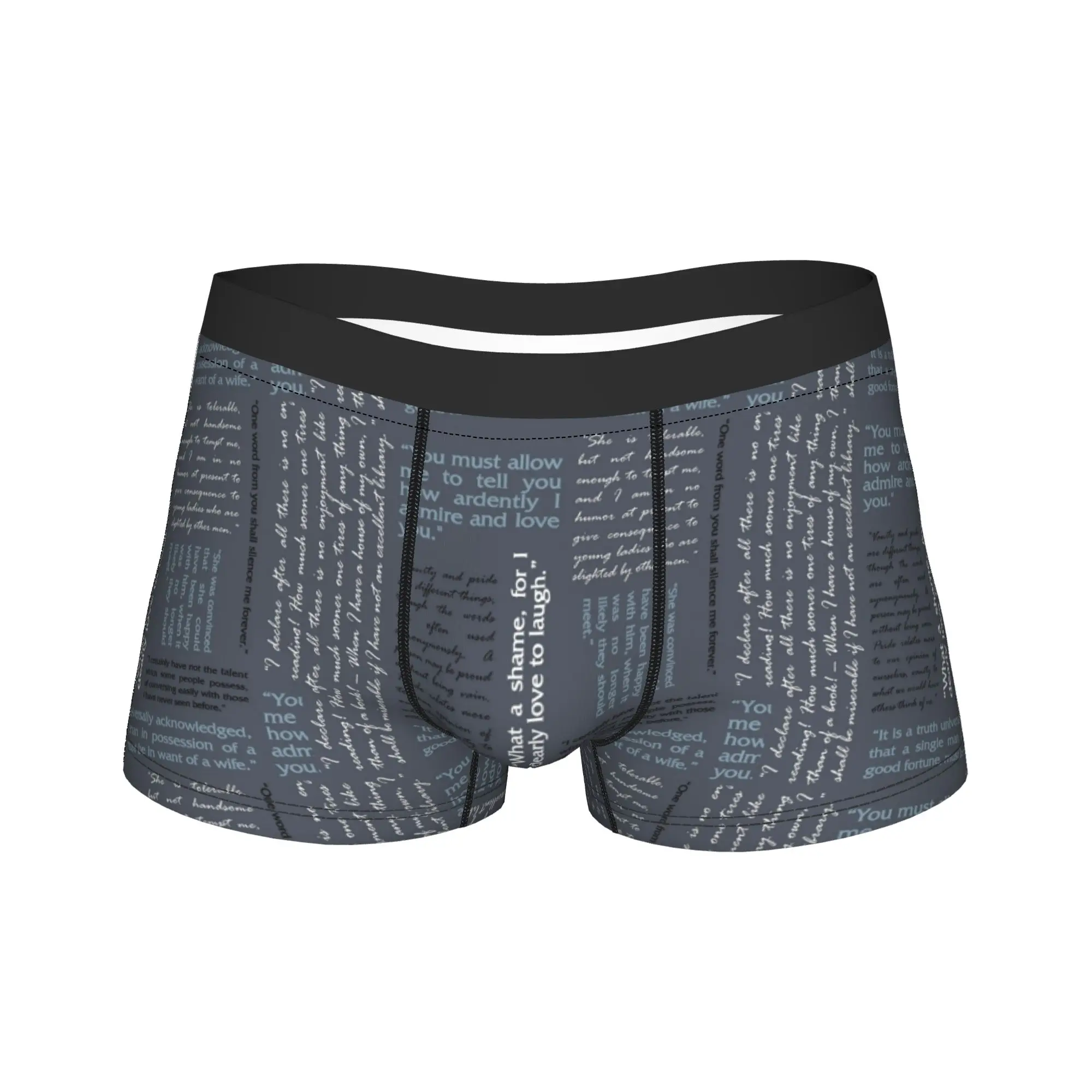 

Men's Pride and Prejudice Quotes Excellent Library Underwear Boxer Briefs Shorts Panties Male Mid Waist Underpants Plus Size