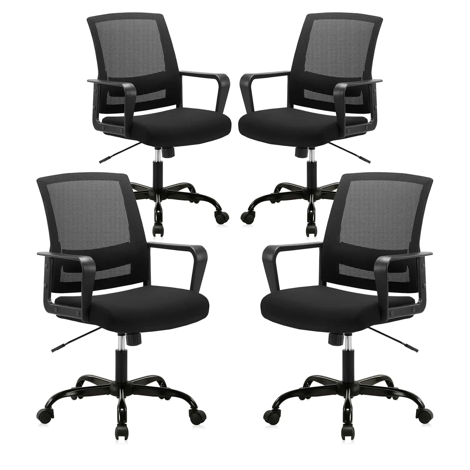 Ergonomic Mesh Office Chair with Lumbar Support & Adjustable Swivel for Home Computer Desk, Black 4 Pack, Customized