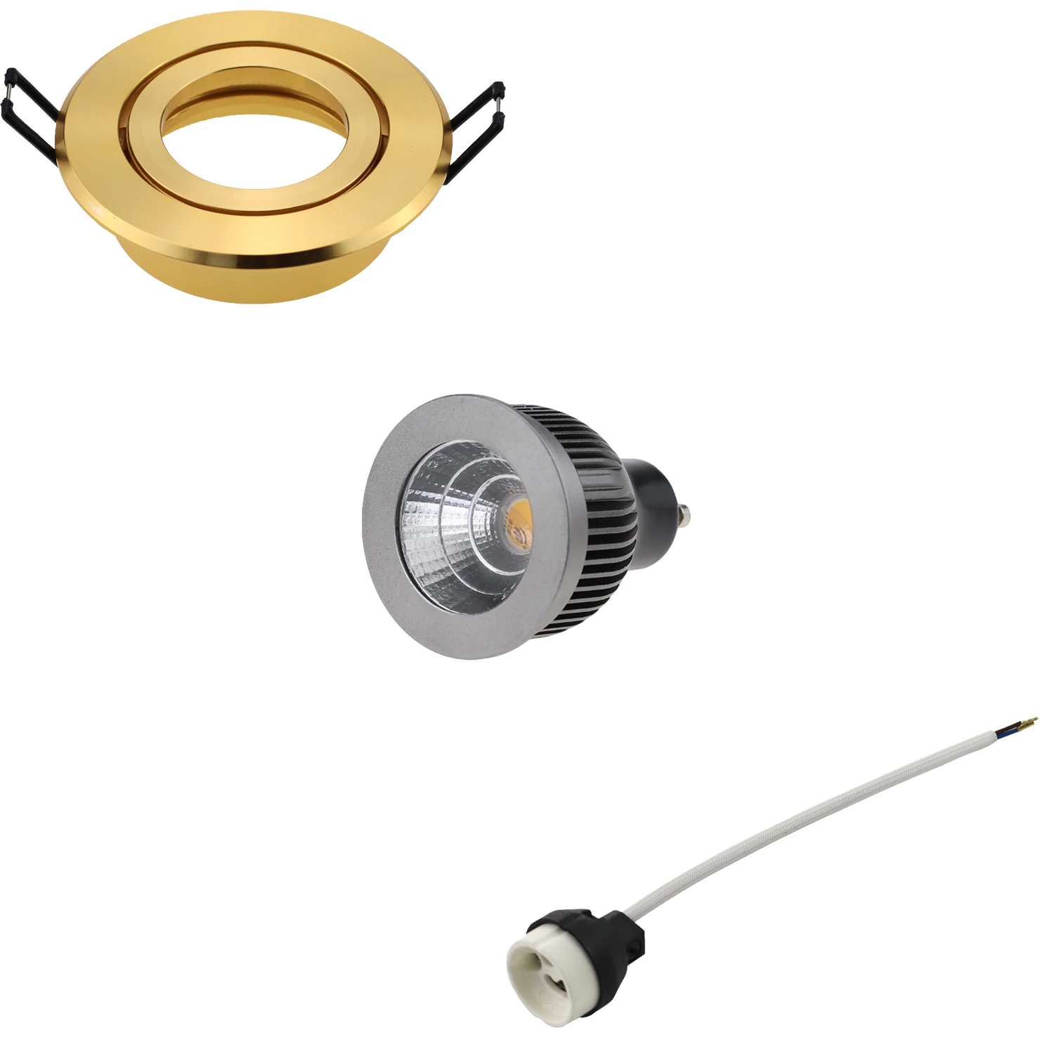 

6W LED COB EYEBALL ROUND Spotlight Golden WARM WHITE 3000K COOL WHITE 6000K Lighting Fixture Frame Cutout 65mm Front Knob Design