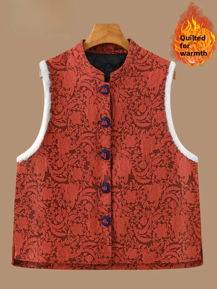 

Женский жилет Ele Red из искусственного меха норки с хлопковой подкладкой, модная верхняя одежда для Нового года, антивозрастная, стильная, для праздничных мероприятий