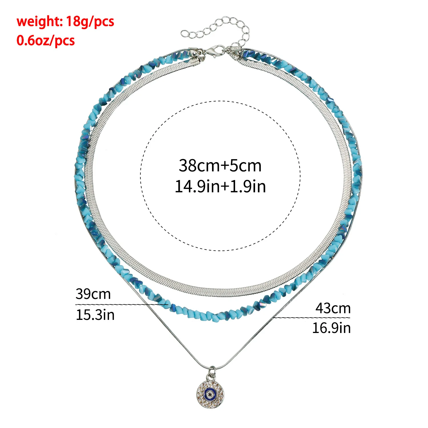 New Fashionable and Trendy Accessories Devil 's Eye Cut Blue Crystal Trendy Style Necklace for Women Festival  Gift