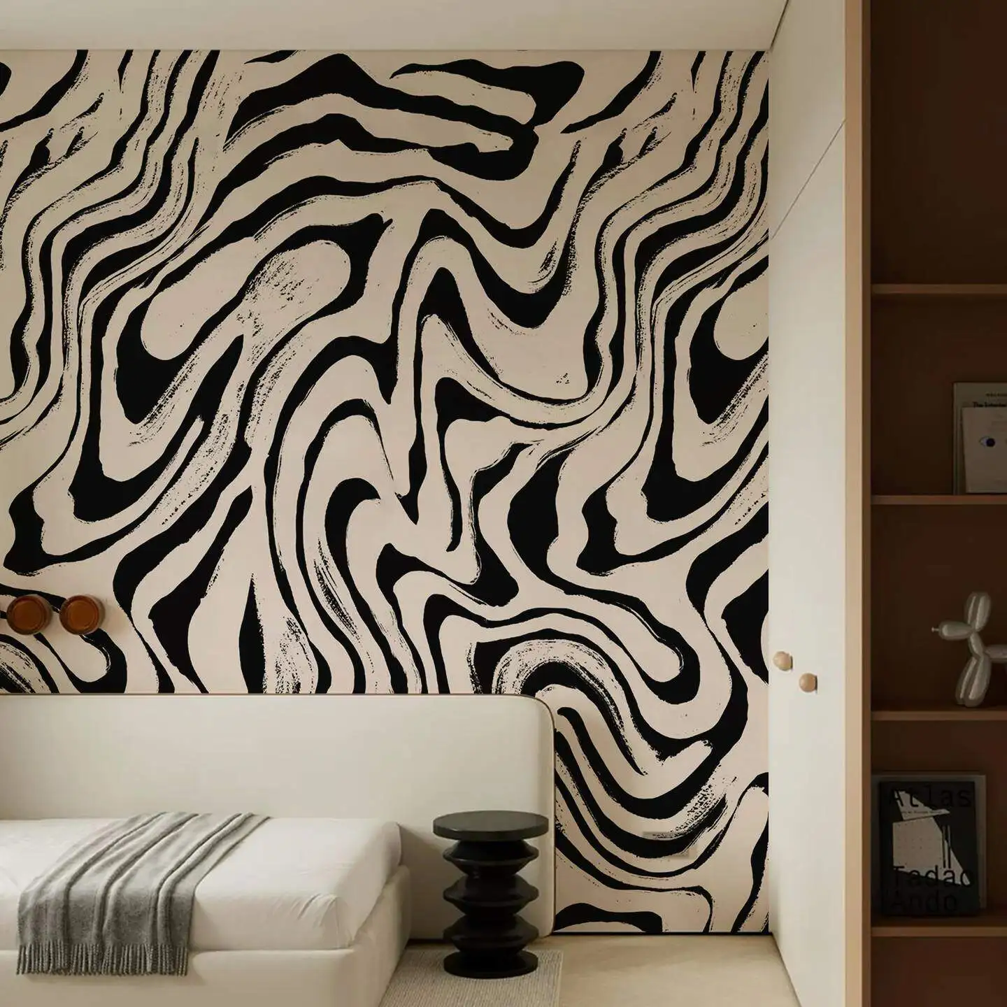 Custom Nordic Black and white lines living room Fashion waterproof wall sticker wallpapers home bathroom decor Geometry mural