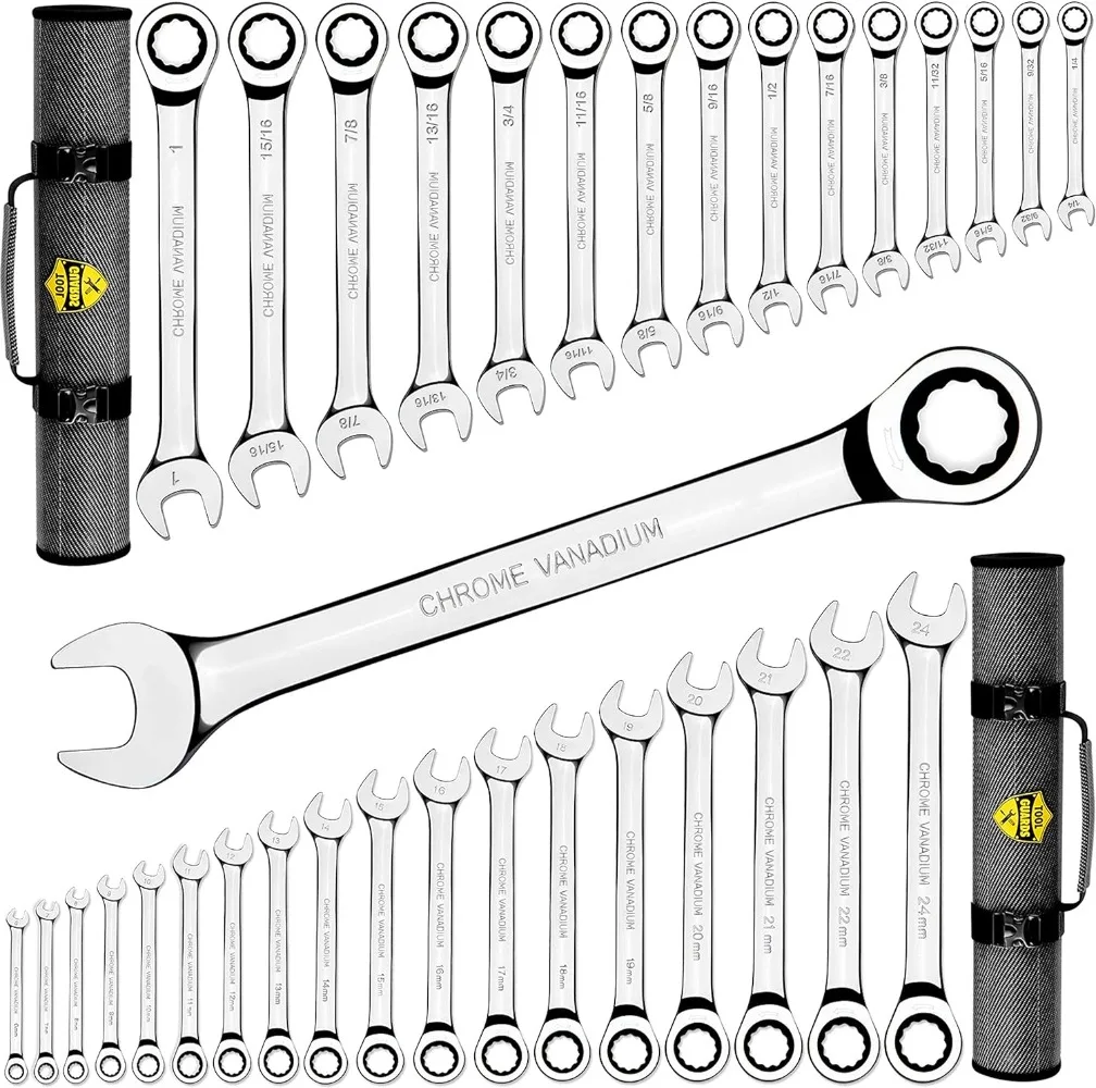 

Complete Ratcheting Wrench Set 33pcs -metric and Standard - 100% Lifetime Satisfaction Guarantee - Large