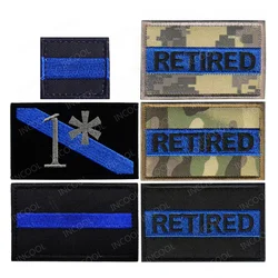 Retired Thin Blue Line Embroidery Patches Appliqued Sticker Chevron Strip Embroidered Patch For Clothing Backpack